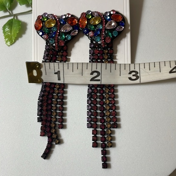 Zara Heart Crystal Dangle Earrings - Picture 9 of 12
